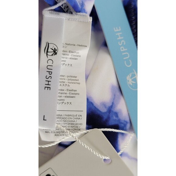 Cupshe Blue Crush Tie Dye Bikini Set Swimwear Cheeky Lace Up Back Sz L - Picture 6 of 8